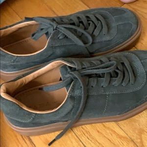 Green suede sneakers